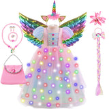 2-10T Kid Girls Halloween Fantasy Party Princess Rainbow Unicorn Dresses