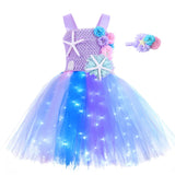12M-12T Kid Baby Girls Mermaid Glowing Tutu Halloween Ariel Party Dresses