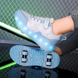 Kid Boy Girl Led Sneakers USB Charging Luminous Sport Roller Shoes