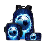 Kid Football Pattern Three Piece Set Cartoon School Backpack