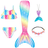 10 Pcs/set Kid Girl Swimming Mermaid Tail Girls Halloween Costume Cosplay Swimsuit