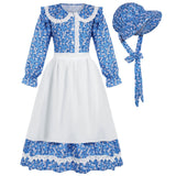 5-12Y Kid Girls Colonial Pioneer Prairie Maid Dress Halloween Carnival Party Cosplay