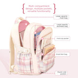 Girls Primary Middle School Cute Plaid Schoolbags Lightweight Waterproof Backpack