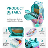 3PCS Kid Girl Rolling Iron Tower Pink Backpack Wheeled School BookBag With Lunch And Pen Bag