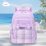 Girls Primary Middle School Cute Plaid Schoolbags Lightweight Waterproof Backpack