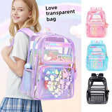 Teenagers Girls Printed Transparent Backpack PVC Cute Book Bags