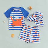 Boys Ocean Adventure Rash Guard Swim Set Tropical Fish Print Short Sleeve T-shirt