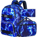 3PCS Lightning Teen College Boys Backpack Water Resistant Schoolbags 16 Inch