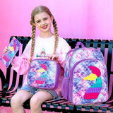3 Pcs Kid Girl Mermaid Cute Bookbag School Backpacks
