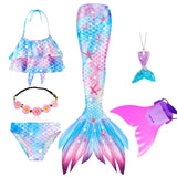 10 Pcs/set Kid Girl Swimming Mermaid Tail Girls Halloween Costume Cosplay Swimsuit
