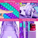 3PCS Kid Girl Rolling Folding Heart Backpack Bookbag Wheeled School Bag