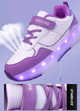 Kid Girl Boy Luminous Roller USB Charge Light Up Skate Shoes