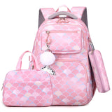 3pcs/Set Fish Scale Print Kid Backpack Mermaid Waterproof Schoolbag