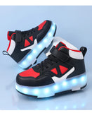 Kid Boy Girl 4 Wheels Luminous Glowing Sneakers Led Light Roller Skate Shoes