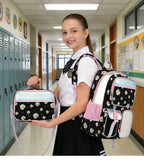 3pcs/se School Student Kid Girls Backpack Waterproof Cute Chrysanthemum Schoolbag