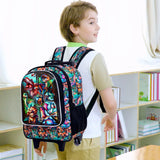 3 Pcs Boys Rolling Backpack Cool 3D Dinosaur Roller Wheels Kids Bookbag