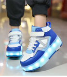 Kid Boy Girl 4 Wheels Luminous Glowing Sneakers Led Light Roller Skate Shoes