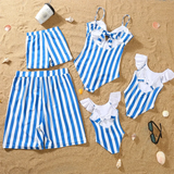 Family Matching Summer Striped Swimsuit One-Piece Beach Bikini