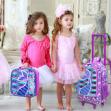 3PCS Kid Girls Rolling Mermaid Backpack Wheeled School Bag