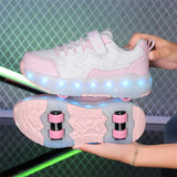 Kid Boy Girl Led Sneakers USB Charging Luminous Sport Roller Shoes