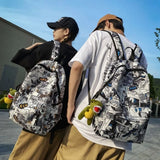 Nylon Graffiti School Bag Lightweight Large Capacity Backpack