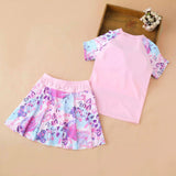 Kid Girl Student Swimsuit Fashion Style Swimming 2 Pcs/set