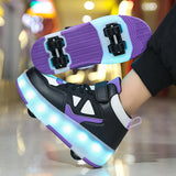 Kid Boy Girl 4 Wheels Luminous Glowing Sneakers Led Light Roller Skate Shoes