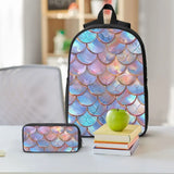 Student Boys Girls Mermaid Fish Scale Backpack School Bag