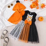 0-6Y Halloween Toddler Girls Polka Dot Bowknot Sparkle Tulle Dresses