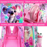 3PCS Kid Girl Rolling Backpack Cute Koala Wheeled Bookbag