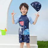 Kid Baby Boy Split Swimsuit Short Sleeve Quick-drying Swimwear