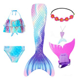 Kid Girl Ariel Mermaid For Swimming Costumes Cosplay Swimsuit
