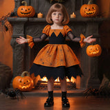 Spider Web Halloween Cosplay Costume for Girls Carnival Christmas Long Sleeve Party Birthday Prom Dresses Girl Children Clothing