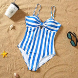Family Matching Summer Striped Swimsuit One-Piece Beach Bikini