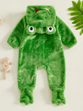 0-18M Baby Halloween Zipper Footed Long Sleeve Frog Jumpsuit Romper