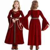 4-10Y Kid Girl Halloween European Medieval Renaissance Retro Palace Queen Princess Drama Dresses