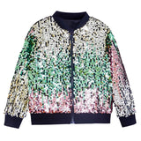 2-16Y Kid Girls Sequin Jacket Glitter Shiny Zip Up Coat Outwear
