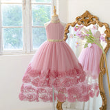 4-10Y Kid Girl Elegant Bridesmaid Party Flower Tulle Wedding Birthday Princess Dresses
