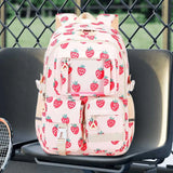 3 Pcs Set Kids Girl Cute Strawberry School Bookbag with Lunch & Pencil Pouch