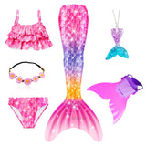 10 Pcs/set Kid Girl Swimming Mermaid Tail Girls Halloween Costume Cosplay Swimsuit