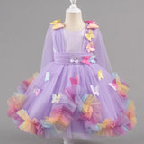 1-6Y Kid Baby Girl Birthday Party Wedding Sleeveless Butterfly Mesh Fluffy Princess Dresses