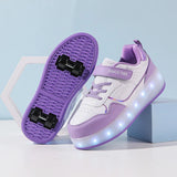 Kid Boy Girl Roller Skate Flashing Light 4 Wheel Roller Shoes