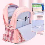 Kid Girl Cute Plaid Bow Backpack Large Capacity School Bag