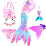 Girls Swimming Mermaid Tail Costume Cosplay Swimsuit Swimwear  5pcs/set