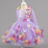 1-6Y Kid Baby Girl Birthday Party Wedding Sleeveless Butterfly Mesh Fluffy Princess Dresses