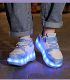 Children's Sneakers Roller Shoes With 4 Wheel Outdoor Parkour Skates Dual-Use Kids Girls Boys Roller Skates Glowing LED Light