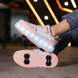 Kid Boy Girl Roller Skate Flashing Light 4 Wheel Roller Shoes