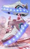 Kid Girl LED Light Up Glowing Sneakers Skates Shoes
