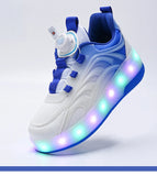 Kid Girl Boy Roller Skate Glowing Sneakers Led Light Luminous USB Charging Shoes