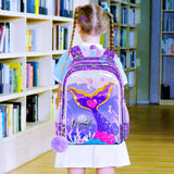 3 Pcs 16 Inch Kid Girl Mermaid Backpack School Bookbag